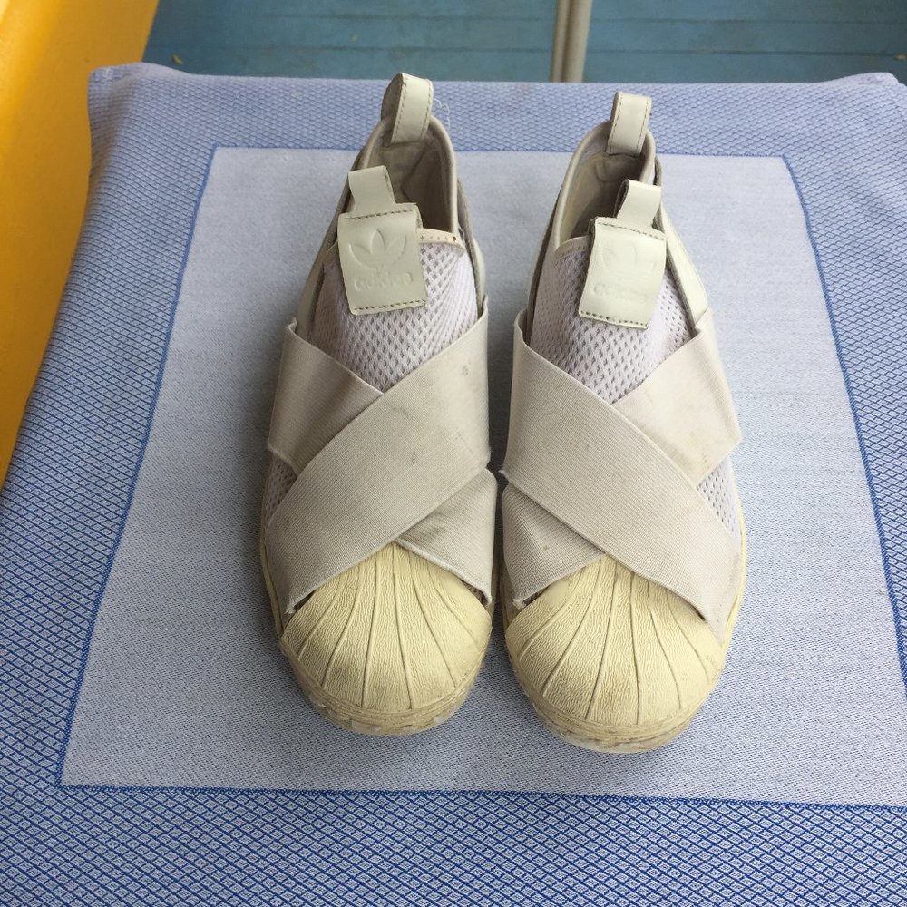 Adidas All-White Superstar Slip-on Shoes